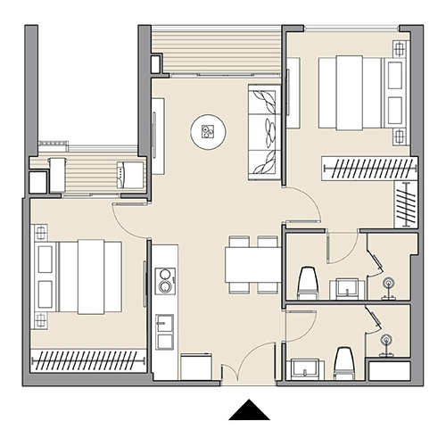 Căn hộ 2PN 60.17 m2